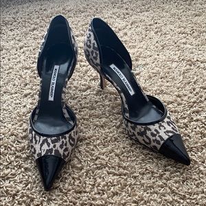 Auth Manolo Blahnik Leopard Print Heels Sz 39!